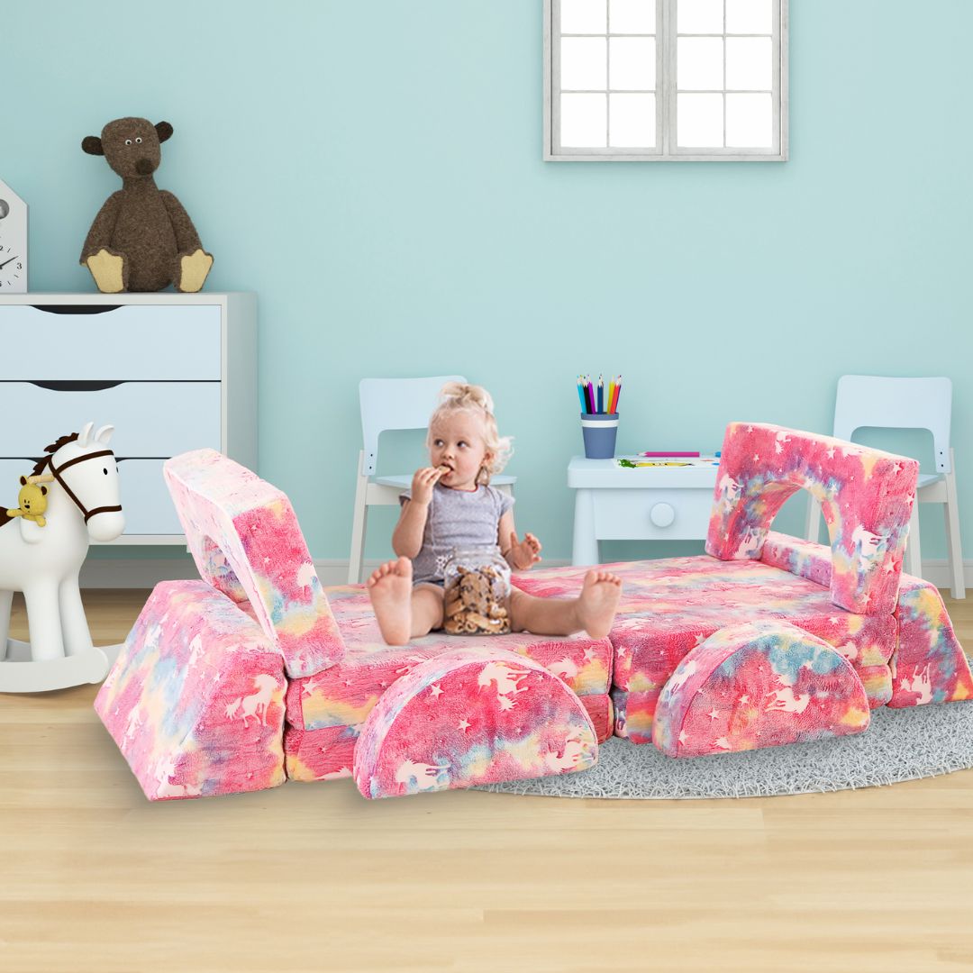 Canapé de jeu pour enfants - Ensemble de 10 pièces pour la zone de sommeil et de jeu - KomfortKissen.de