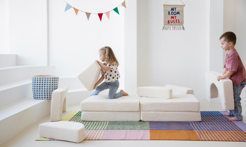 Canapé de jeu pour enfants - Ensemble de 10 pièces pour la zone de sommeil et de jeu - KomfortKissen.de