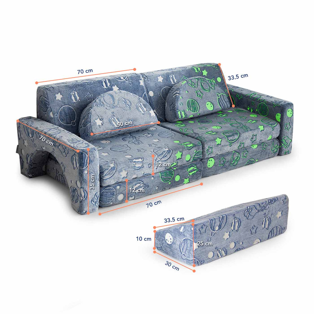 Canapé de jeu pour enfants - Ensemble de 10 pièces pour la zone de sommeil et de jeu - KomfortKissen.de