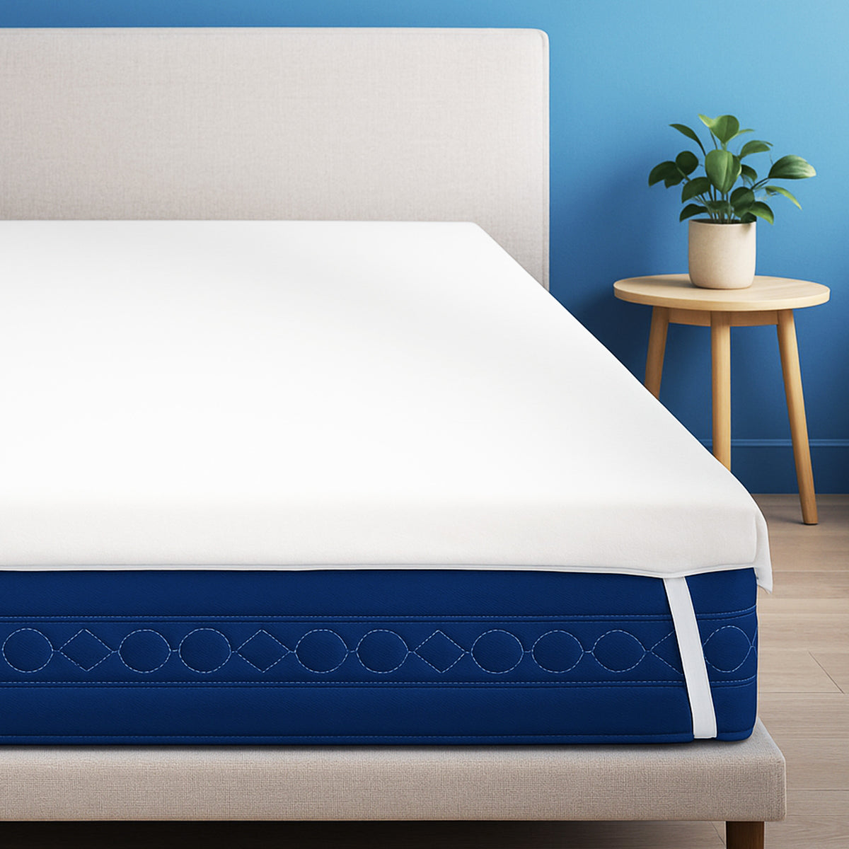 Protège-matelas avec bandes élastiques aux coins